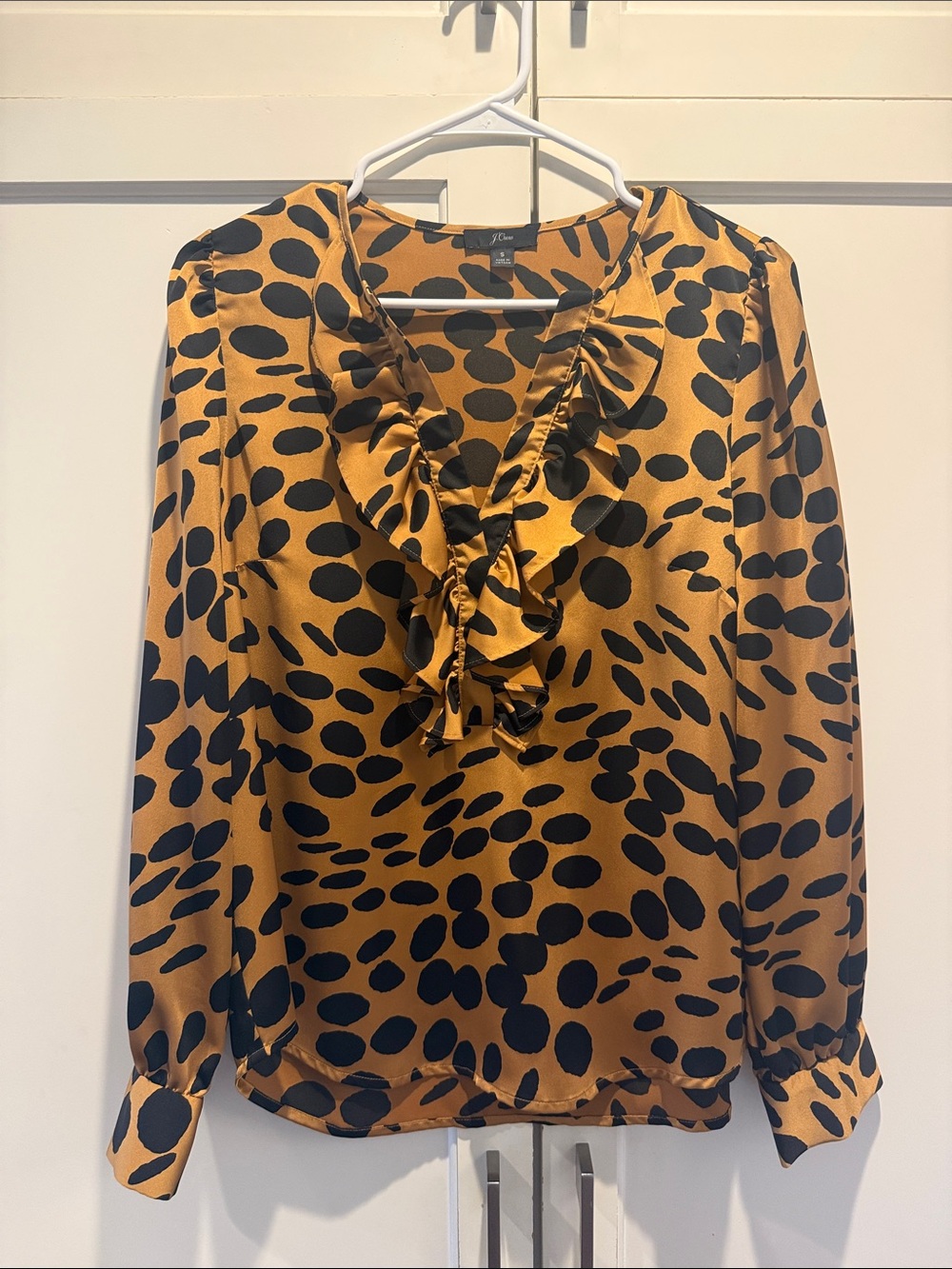 J.Crew Ruffled V-Neck Animal Print Blouse